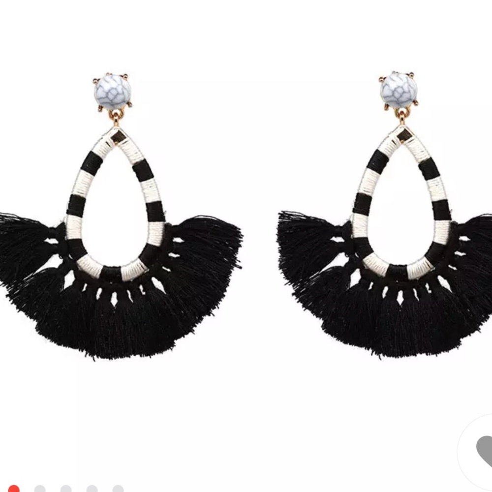 BNWT Black/white bohemian tassel earrings!